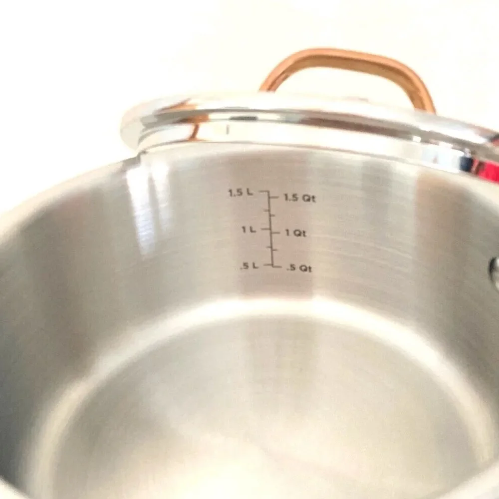 Viking 3-Ply PVD Stainless Steel 2.25QT Saucepan w/Lid & Copper Handle